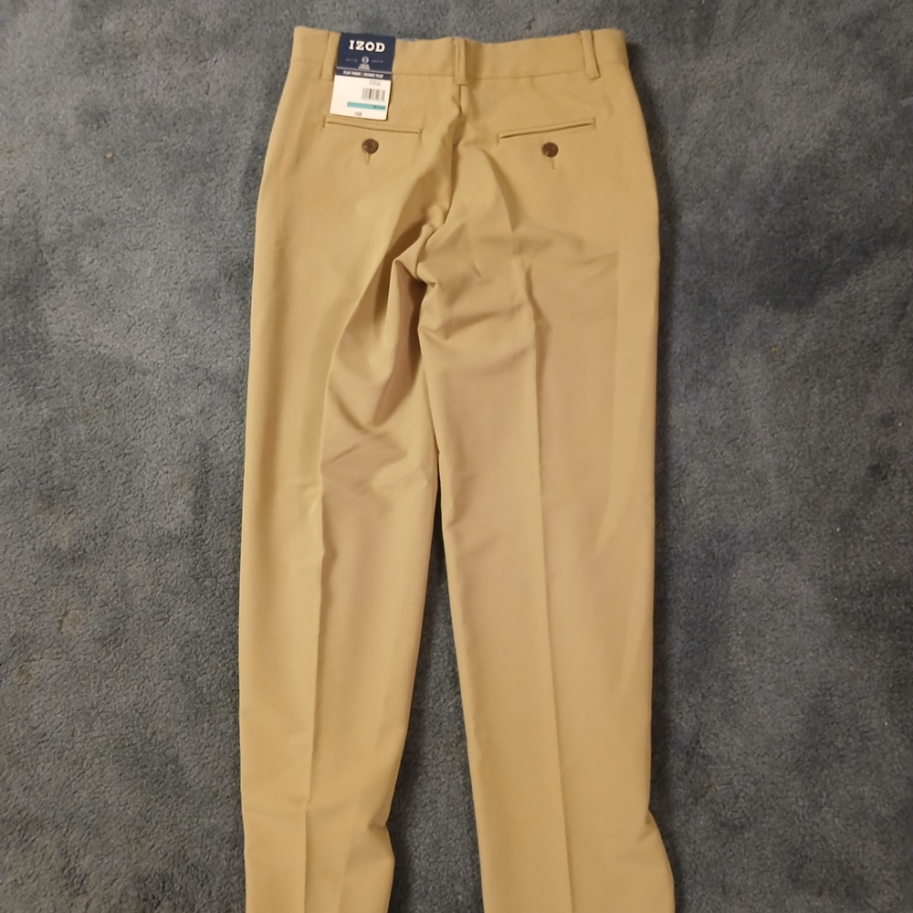IZOD Boys Flat Front Dress Pants in Khaki Tan